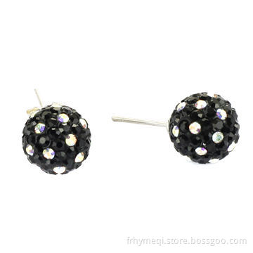Crystal Ball Earrings, Made of 316 Stainless Steel Shaft, Customized Styles, Shapes Available